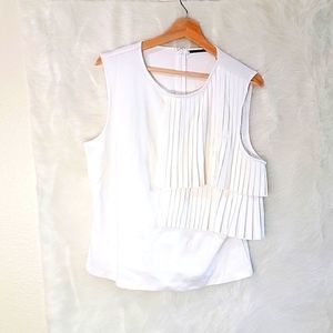 NWT TAHARI PLEATED TANK TOP CREAM